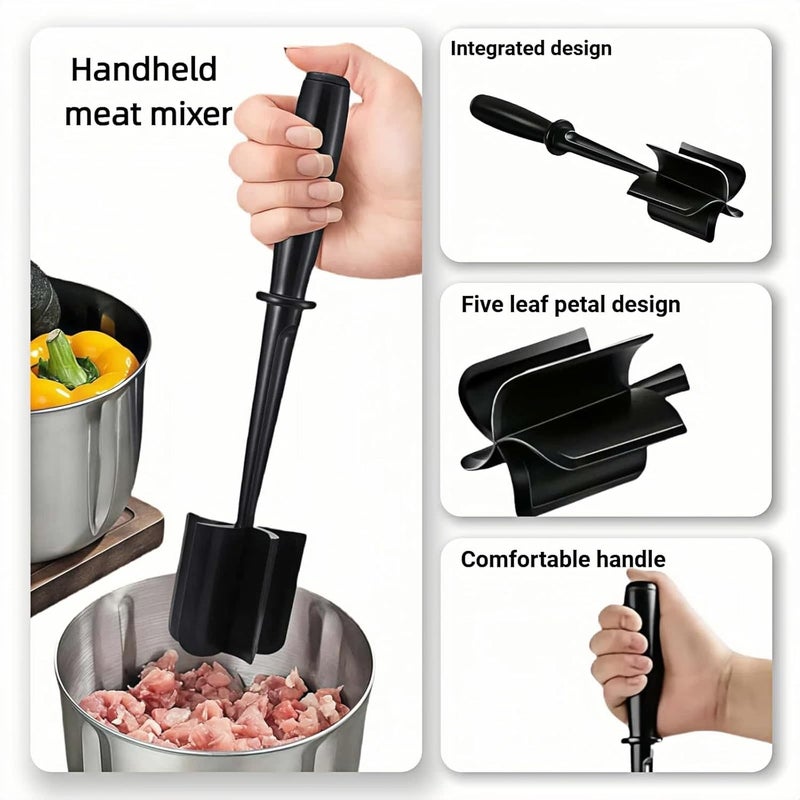 RyanDesign Premium Heat-Resistant Food-Grade Nylon Meat Chopper & Burger Grinder – 5-Blade Food Mixer for Ground Beef, Potato Salad, Pasta | Easy-Clean, Non-Stick, BPA-Free Kitchen Tool - Image 3